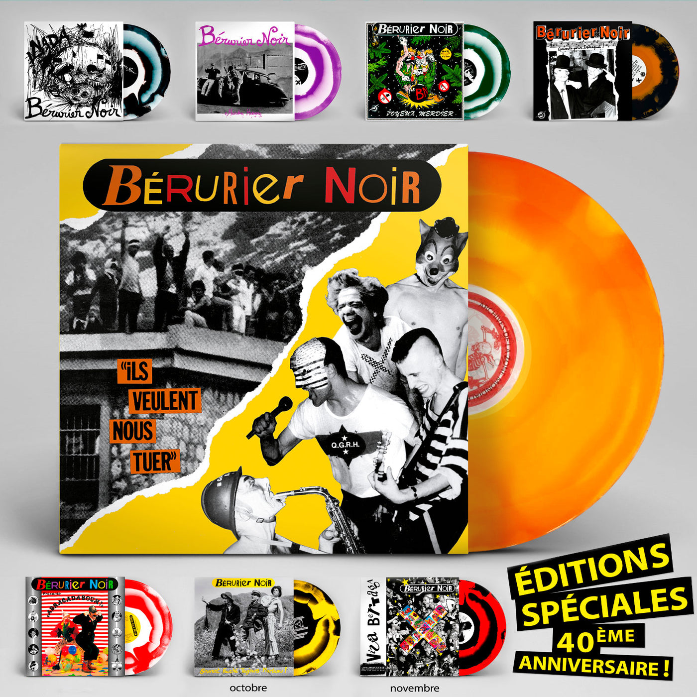 Bérurier Noir "ils veulent nous tuer" édition spéciale 40ème anniversaire 1983-2023, vinyle couleur orange et jaune, finition "couronne"