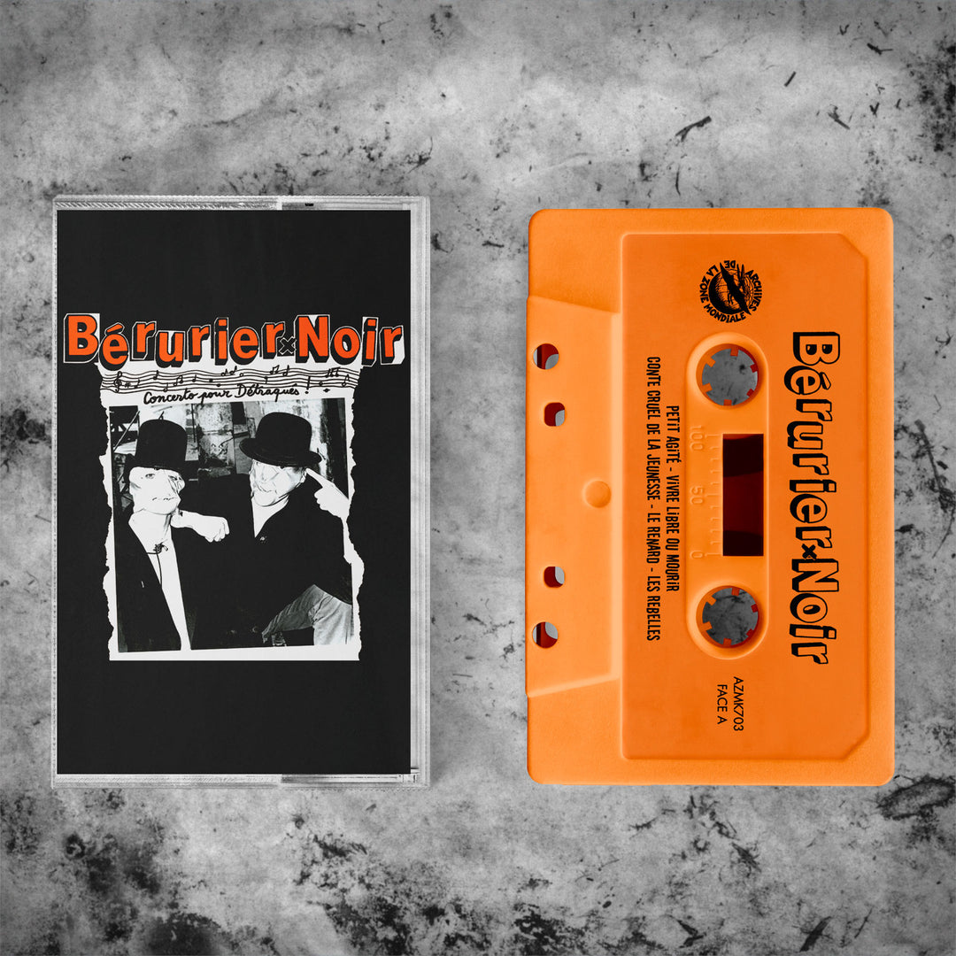 Bérurier Noir "Concerto pour détraqués" en cassette audio orange et livret 4 volets.