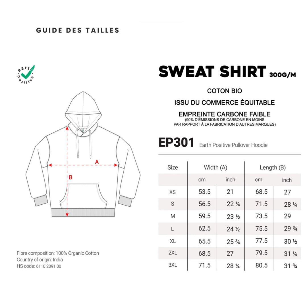 Tableau des tailles sweat-shirt EP301
