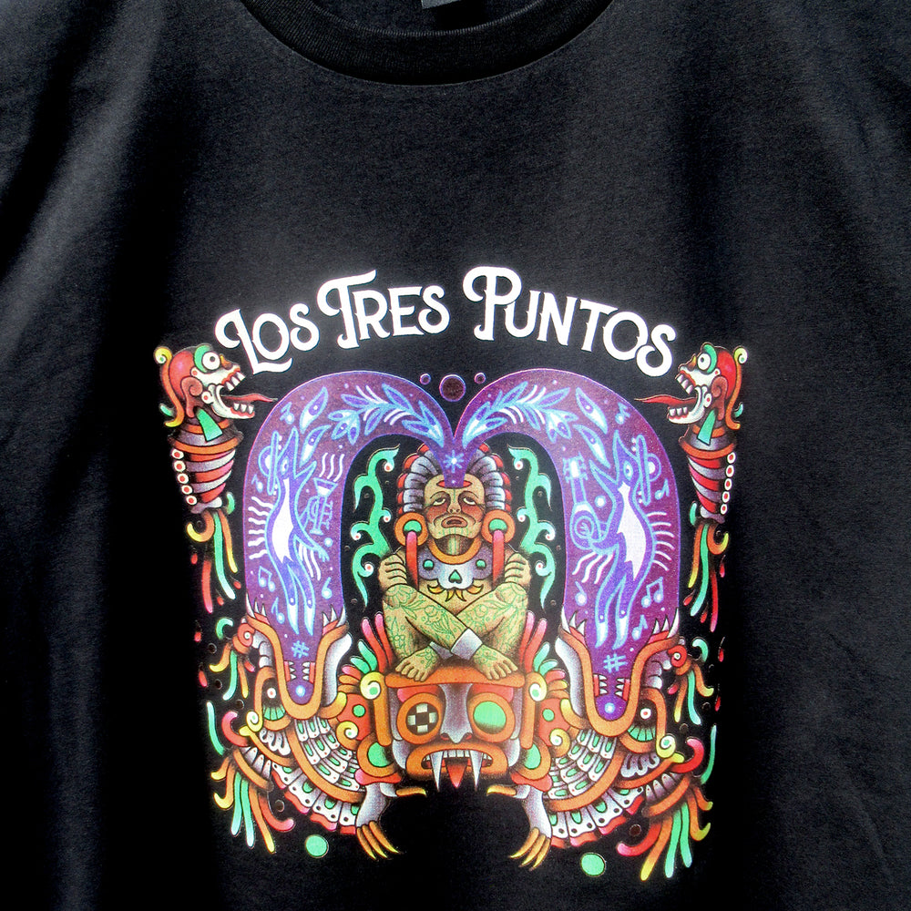 T shirt Los Tres Puntos, dessiné par John Stone Tattoo, tiré de l'album Live in Mexico, sérigraphié à la main