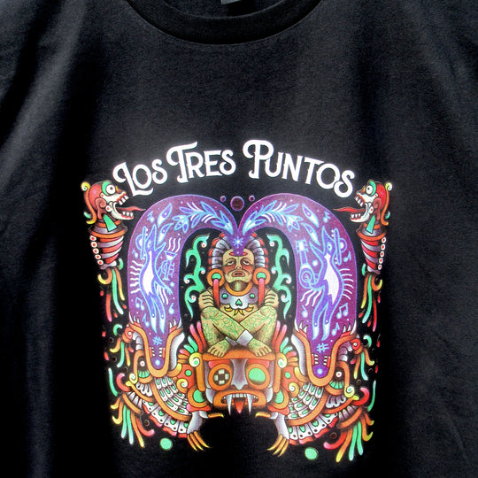 T shirt Los Tres Puntos, dessiné par John Stone Tattoo, tiré de l'album Live in Mexico, sérigraphié à la main