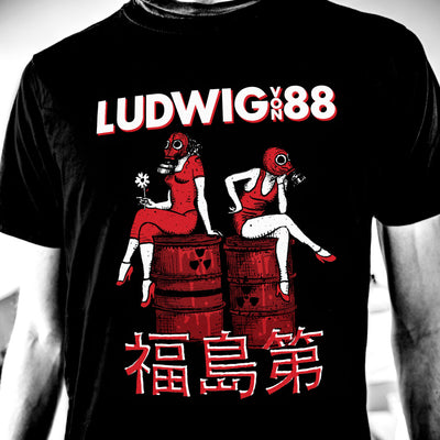 Tshirt LUDWIG VON 88, "Fukushima", sérigraphie en 2 couleurs sur Tshirt noir 100% coton bio et équitable