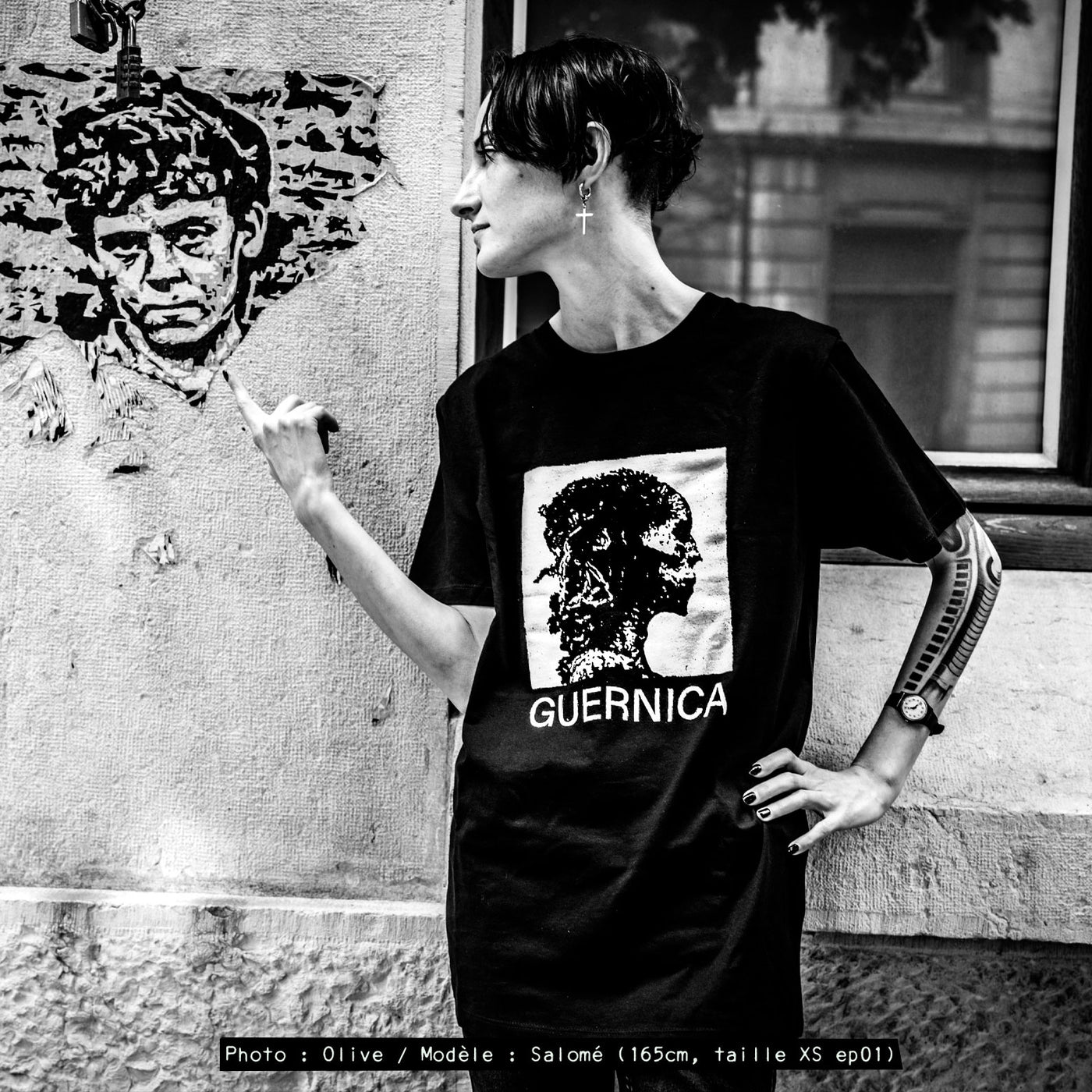 T-shirt du groupe punk GUERNICA, 100% coton bio équitable, serigraphie manuelle et artisanale