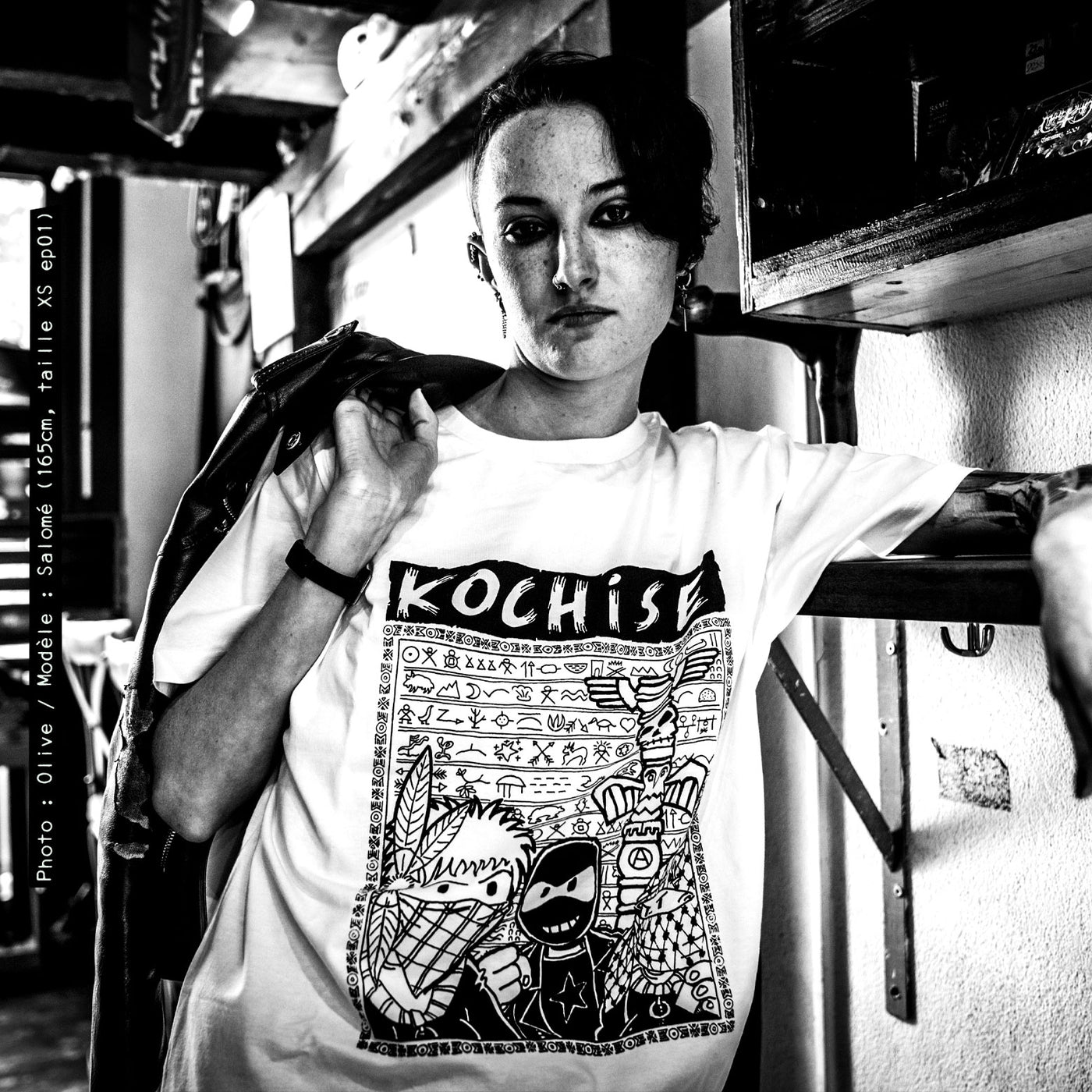 Tshirt du groupe punk KOCHISE, sérigraphie artisanale sur Tshirt 100% coton bio et équitable