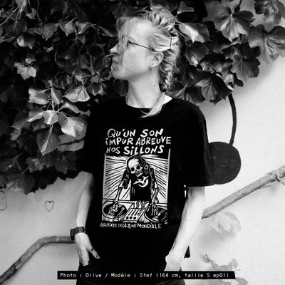 T-Shirt du label punk Archives De La Zone Mondiale "Son Impur", 100% coton bio & équitable, sérigraphié à la main.