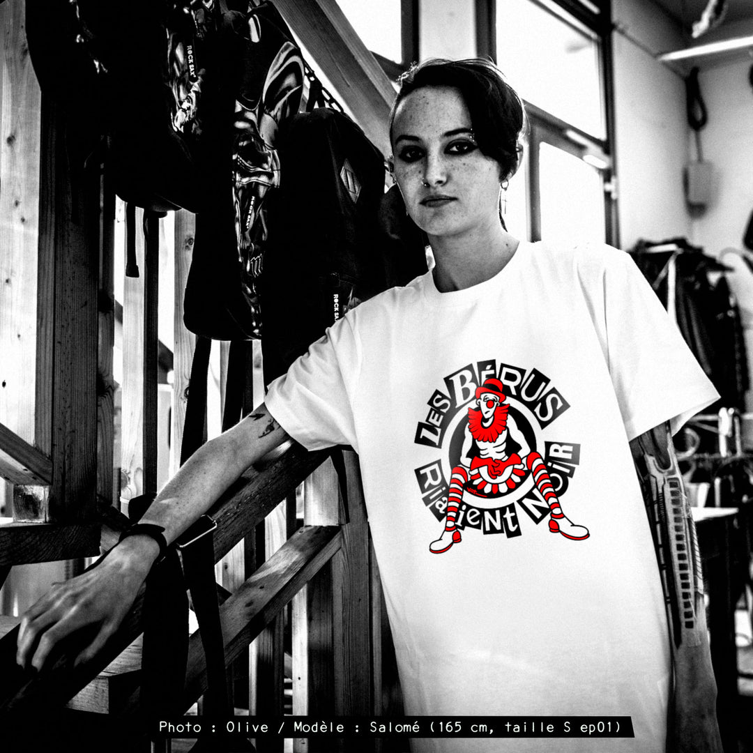 T-shirt "Les Bérus Riaient Noir" 100% coton bio et équitable, sérigraphié à la main.