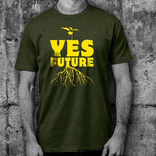 T-shirt punk YES FUTURE sérigraphié à la main sur teeshirt 100% coton bio et équitable