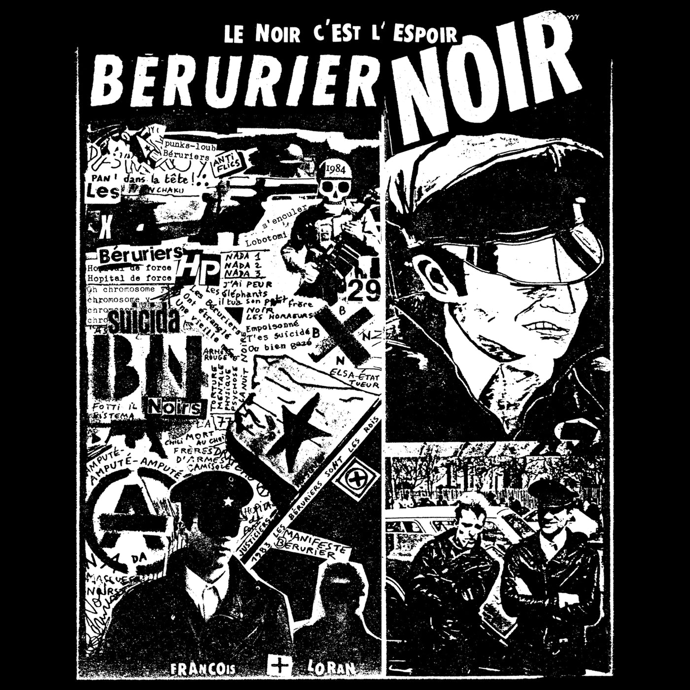 Visuel du Débardeur Bérurier Noir "1983" reprenant un vieux collage issu des archives du groupe