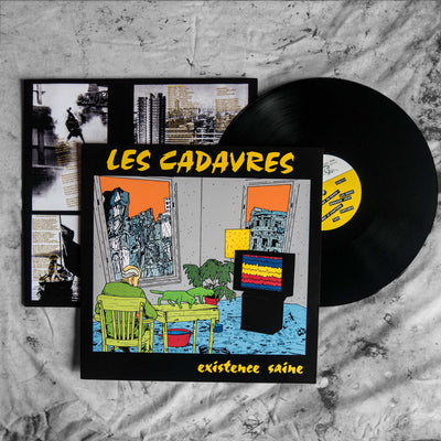 disque vinyle de l'album "Existence Saine" du groupe LES CADAVRES. insert avec textes et photos